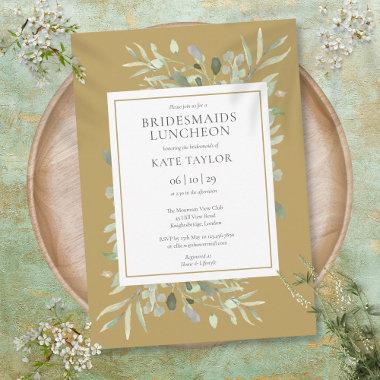 Elegant Gold Greenery Foliage Bridesmaids Luncheon Invitations
