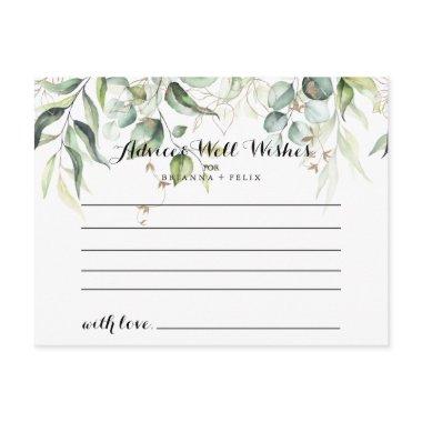 Elegant Gold Greenery Wedding Advice Card