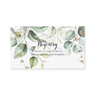 Elegant Gold Greenery Wedding Gift Registry Enclosure Invitations