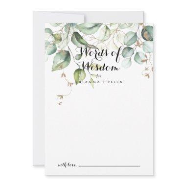 Elegant Gold Greenery Wedding Words of Wisdom Advice Card