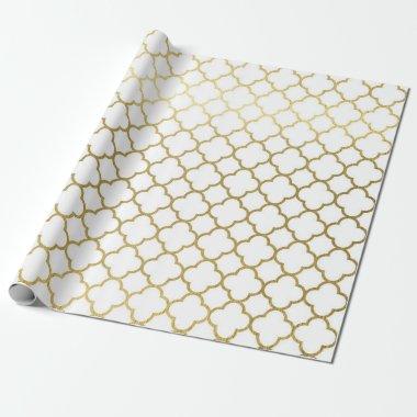 Elegant Gold Hexagon Abstract Pattern Wedding Wrap Wrapping Paper