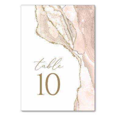 Elegant Gold Ivory Agate Wedding Table Number