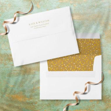 Elegant Gold Love Hearts Confetti Return Address Envelope