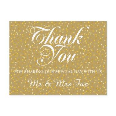 Elegant Gold Love Hearts Confetti Thank You PostInvitations