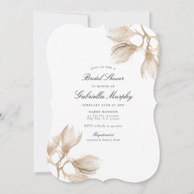 Elegant Gold Magnolia Bridal Shower Invitations