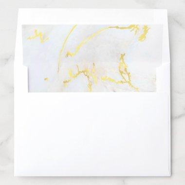 Elegant Gold Marble Modern Glam Golden Wedding Envelope Liner