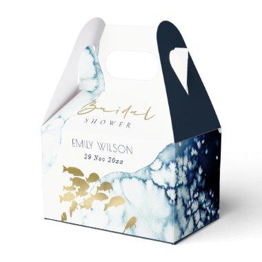 ELEGANT GOLD NAVY UNDERWATER FISH BRIDAL SHOWER FAVOR BOXES