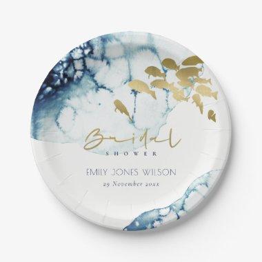 ELEGANT GOLD NAVY UNDERWATER FISH  PAPER PLATES