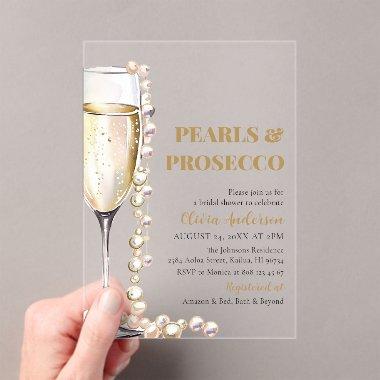 Elegant Gold Pearls and Prosecco  Acrylic