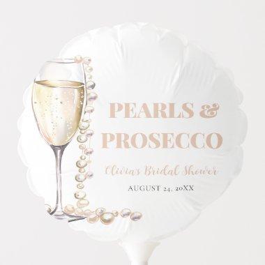 Elegant Gold Pearls and Prosecco Bridal Shower Balloon
