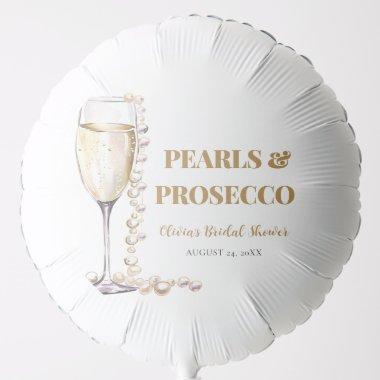 Elegant Gold Pearls and Prosecco Bridal Shower Balloon