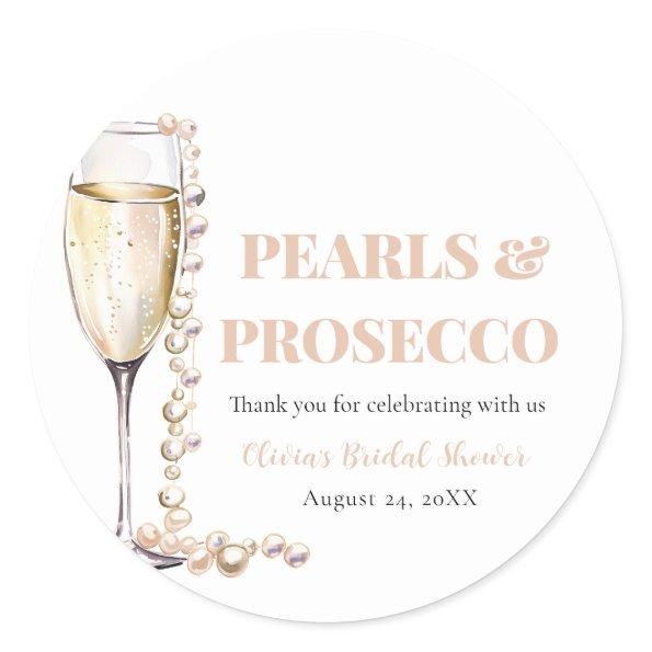 Elegant Gold Pearls and Prosecco  Classic Round Sticker