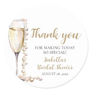 Elegant Gold Pearls and Prosecco  Classic Round Sticker