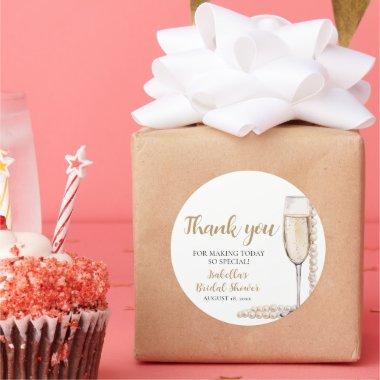 Elegant Gold Pearls and Prosecco  Classic Round Sticker
