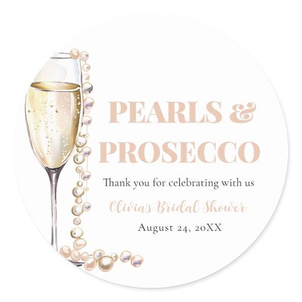 Elegant Gold Pearls and Prosecco  Classic Round Sticker