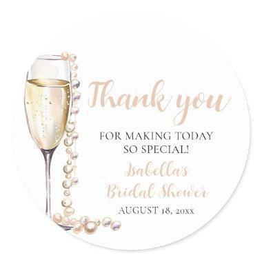 Elegant Gold Pearls and Prosecco  Classic Round Sticker
