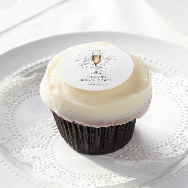 Elegant Gold Pearls and Prosecco  Edible Frosting Rounds