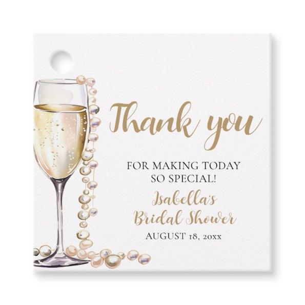 Elegant Gold Pearls and Prosecco  Favor Tags