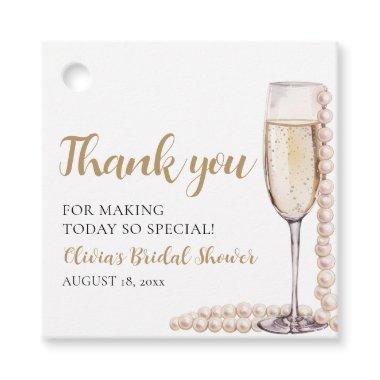 Elegant Gold Pearls and Prosecco Bridal Shower Favor Tags