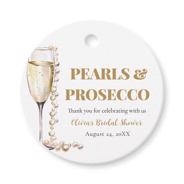 Elegant Gold Pearls and Prosecco  Favor Tags