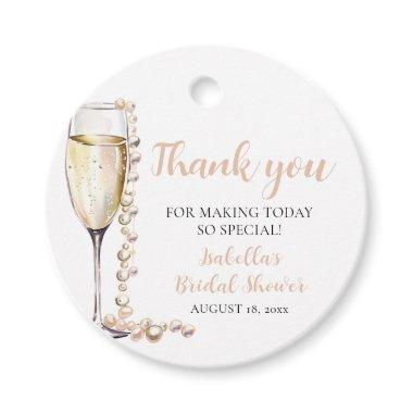 Elegant Gold Pearls and Prosecco  Favor Tags