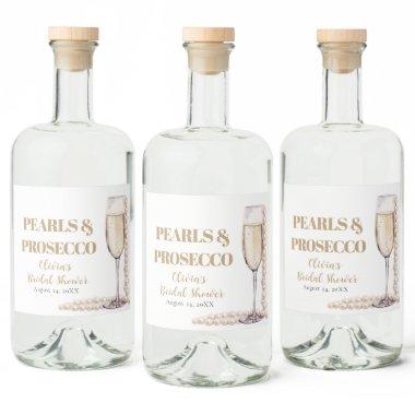 Elegant Gold Pearls and Prosecco  Liquor Bottle Label