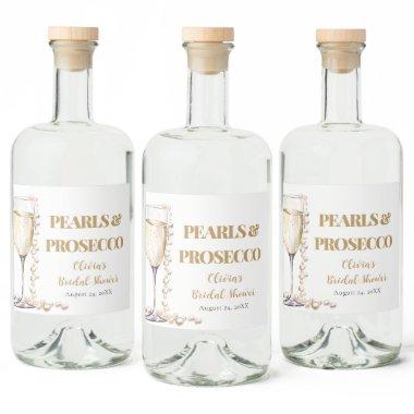Elegant Gold Pearls and Prosecco  Liquor Bottle Label