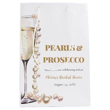 Elegant Gold Pearls and Prosecco  Medium Gift Bag