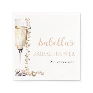 Elegant Gold Pearls and Prosecco  Napkins