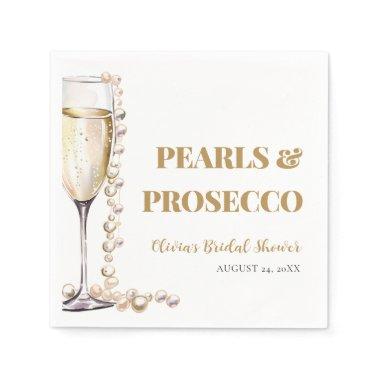 Elegant Gold Pearls and Prosecco Bridal Shower Napkins