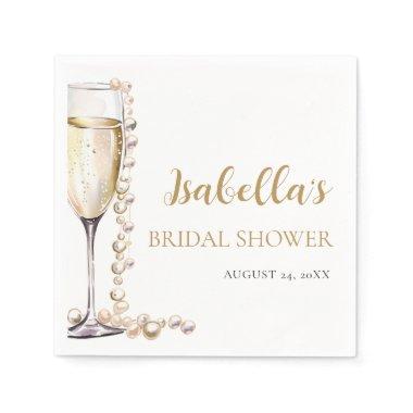 Elegant Gold Pearls and Prosecco  Napkins