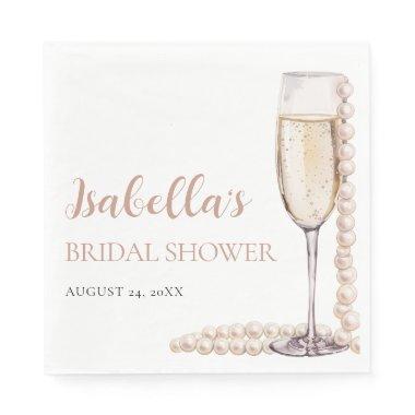 Elegant Gold Pearls and Prosecco  Napkins