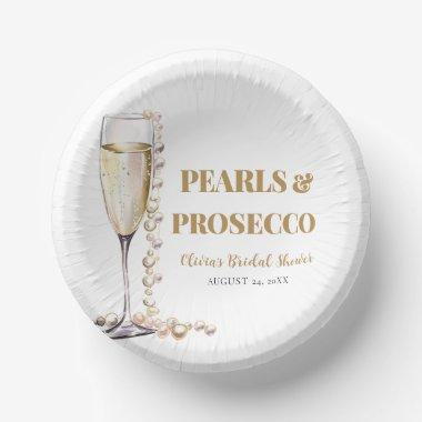Elegant Gold Pearls and Prosecco Bridal Shower Paper Bowls
