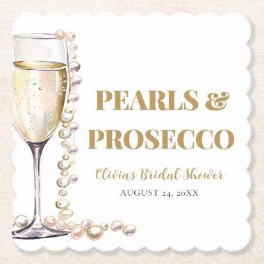 Elegant Gold Pearls and Prosecco  Paper Coaster