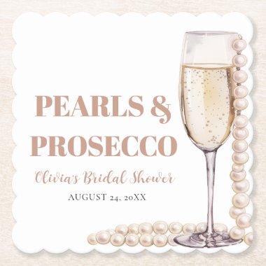 Elegant Gold Pearls and Prosecco  Paper Coaster