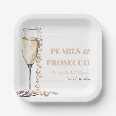 Elegant Gold Pearls and Prosecco  Paper Plates