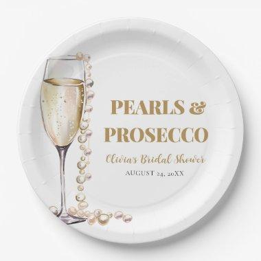 Elegant Gold Pearls and Prosecco  Paper Plates