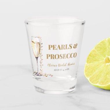 Elegant Gold Pearls and Prosecco Bridal Shower Shot Glass