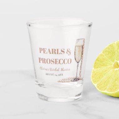 Elegant Gold Pearls and Prosecco Bridal Shower Shot Glass