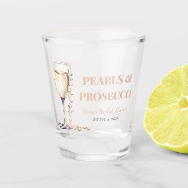 Elegant Gold Pearls and Prosecco Bridal Shower Shot Glass