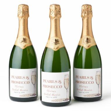 Elegant Gold Pearls and Prosecco  Sparkling Wine Label