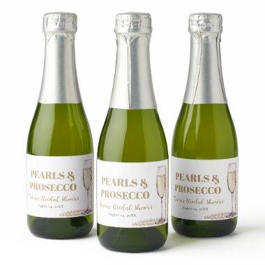 Elegant Gold Pearls and Prosecco  Sparkling Wine Label