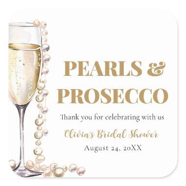 Elegant Gold Pearls and Prosecco  Square Sticker