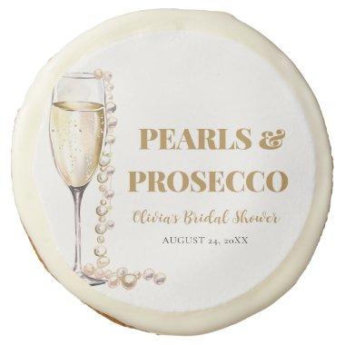 Elegant Gold Pearls and Prosecco  Sugar Cookie