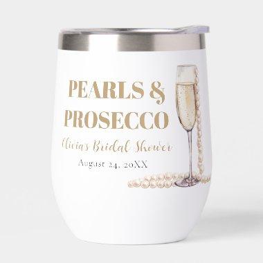 Elegant Gold Pearls and Prosecco  Thermal Wine Tumbler