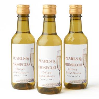 Elegant Gold Pearls and Prosecco  Wine Label