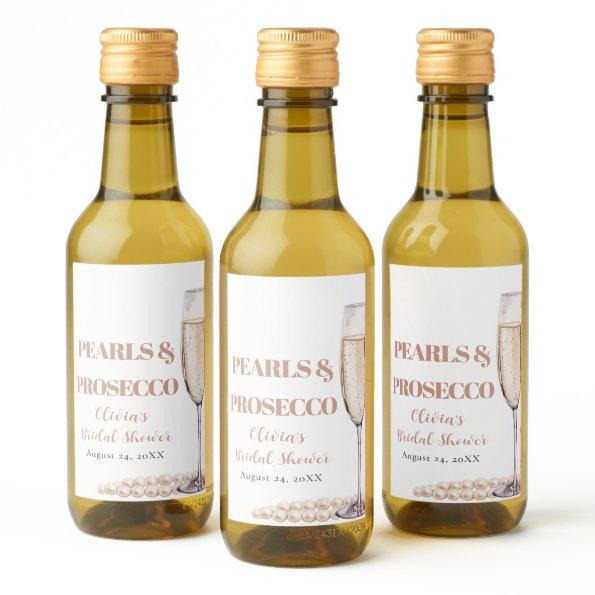 Elegant Gold Pearls and Prosecco  Wine Label