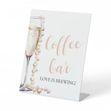 Elegant Gold Pearls and Prosecco Coffee Bar Sign