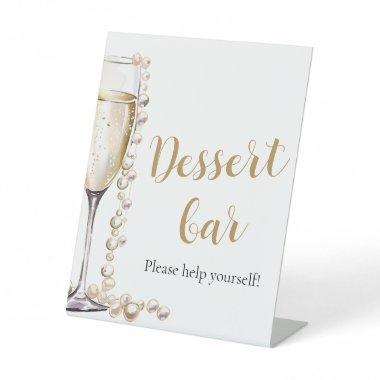 Elegant Gold Pearls and Prosecco Dessert Bar Sign