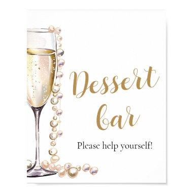 Elegant Gold Pearls and Prosecco Dessert Bar Sign
